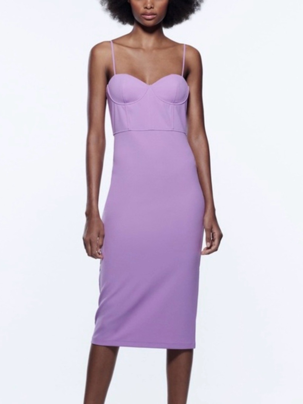 Zara Lilac Corset-Style Midi Dress